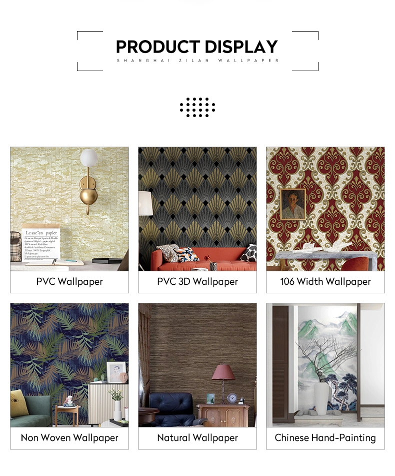 Factory Wholesale Modern Printed PVC Wallpaper Classic Vinyl Wallcoverings for Wall
