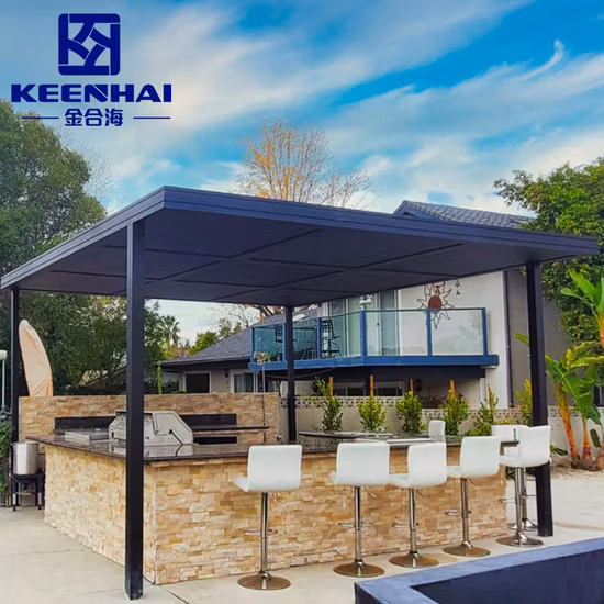 Factory DIY Shading Outdoor Living Space Patio Cover Canopy Automatic Awning Modern Metal Gazebo Motorized Aluminum Pergola with LED Lights