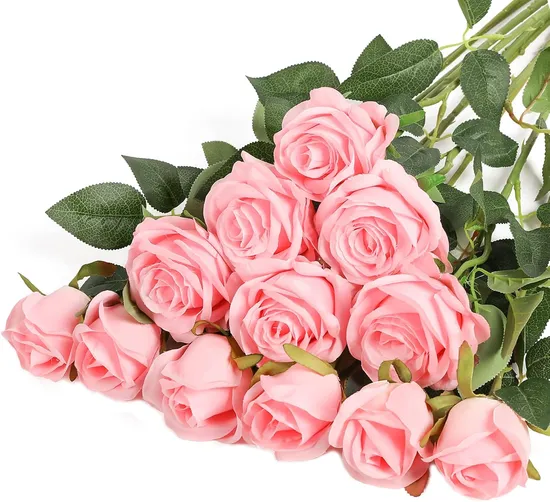 Real Touch Flowers Red Rose Silk Flower for Wedding Decorative Artificial Flowers