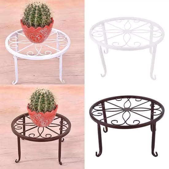 5 Pieces Black Metal Iron Round Outdoor Balcony Flower Pot Stand