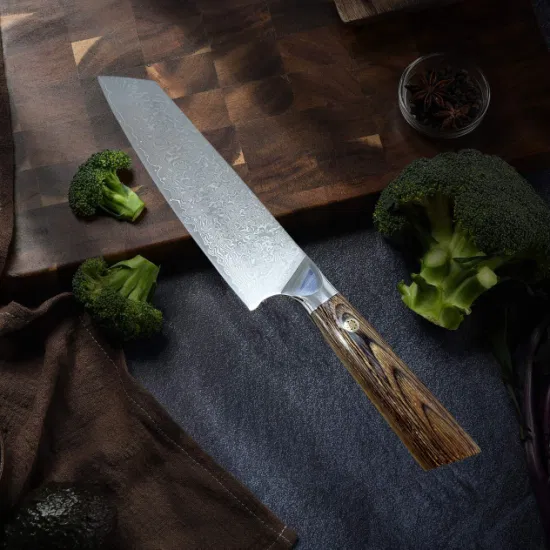 Chef Knife 8 Inch Damascus Stainless Steel Kitchen Cooking Knife Ergonomic Wood Handle