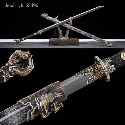 High Quality Chinese Dragon and Phoenix Damascus Sword for Collection Ss496