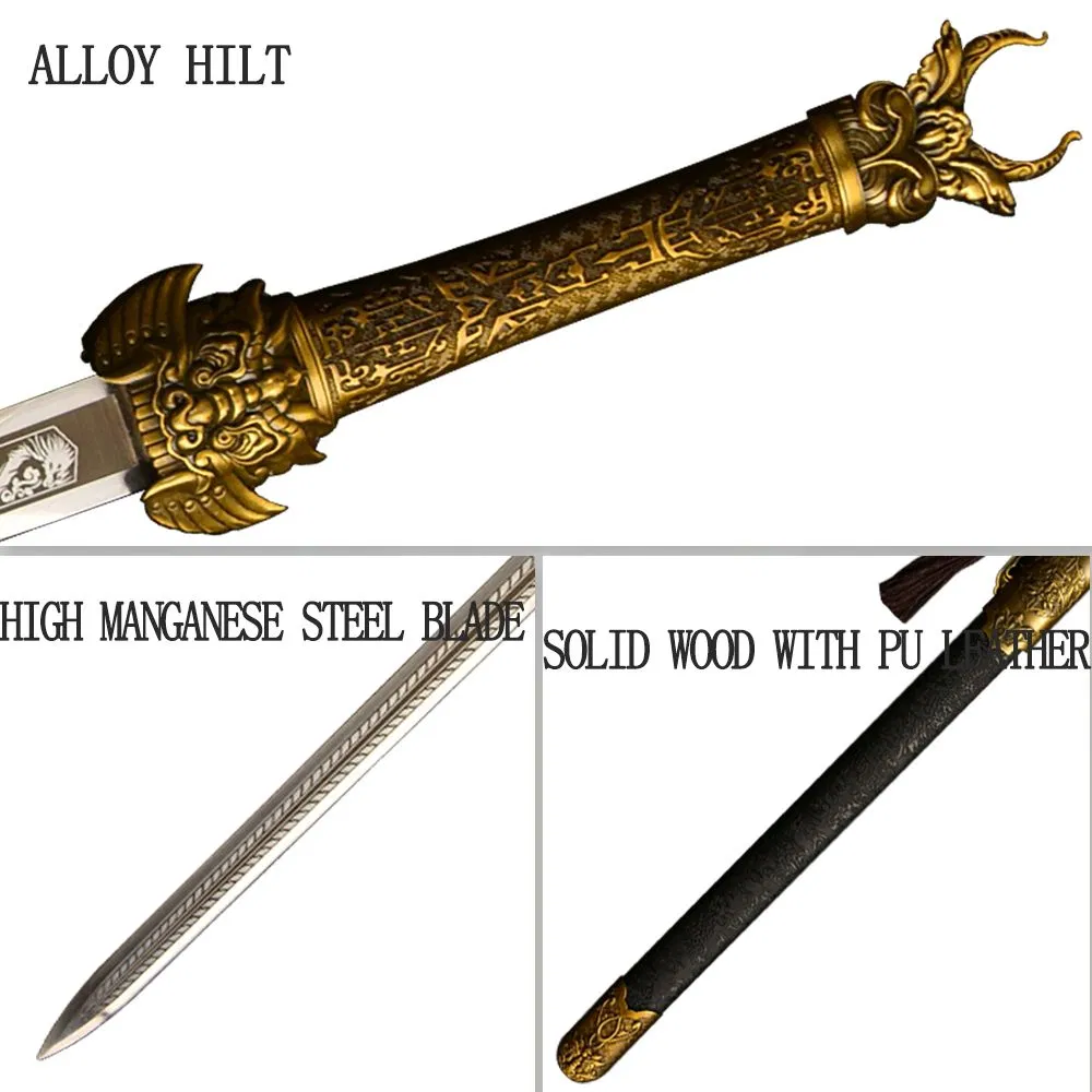 High Quality Chinese Dragon and Phoenix Damascus Sword for Collection Ss496